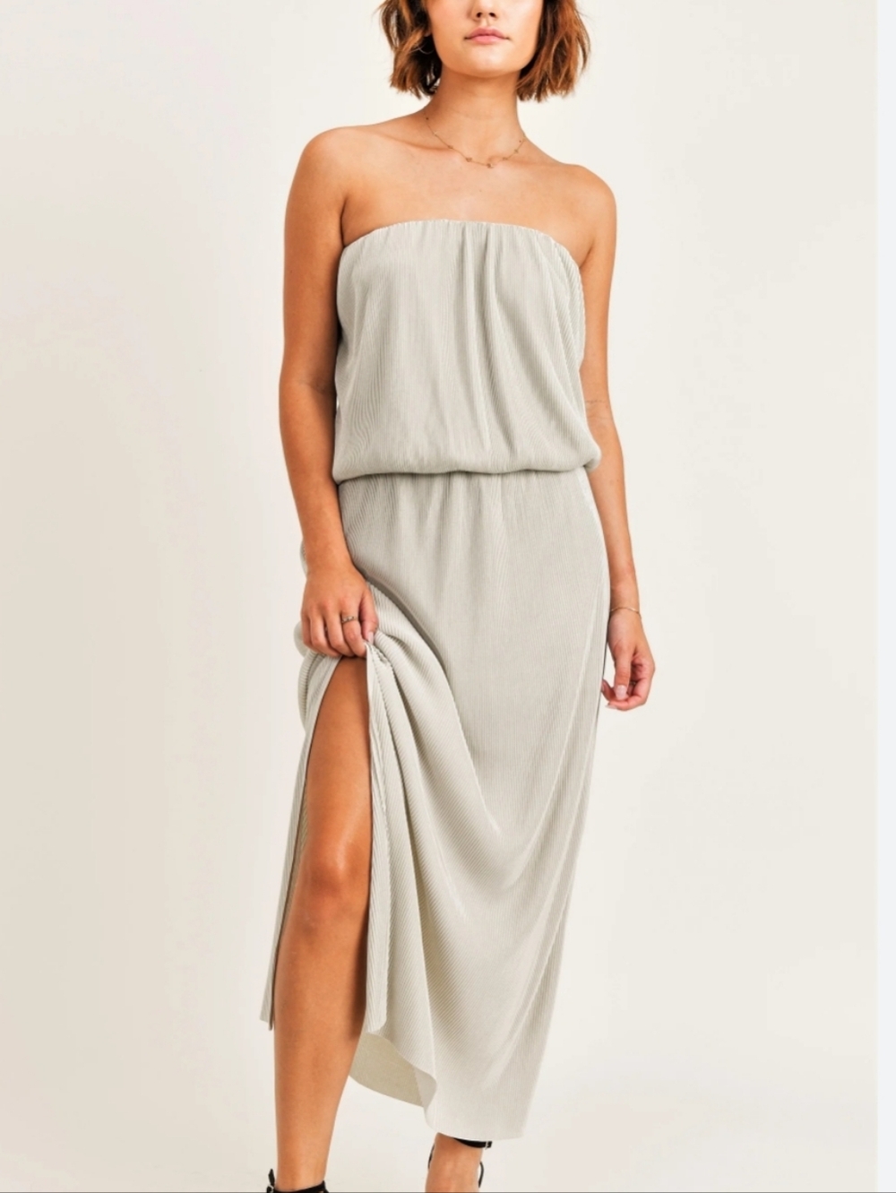 RESET by Jane Strapless Blouson Maxi Dress in Light Sage size M new with tags